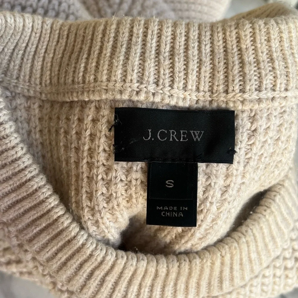 J. Crew Men's Textured Cream Crewneck Sweater Cotton Size S